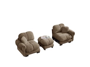 Canapé d’angle modulable 2 places avec ottomane mobile - lpospi - coussins capitonnés, chenille marron
