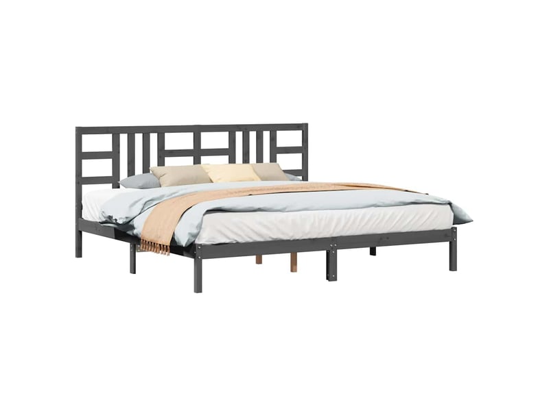 Lit double- lit adulte - cadre de lit sans matelas gris 200x200 cm bois massif - Conforama B