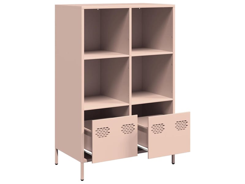  Buffet haut - bahut - meuble de rangement rose 68x39x103,5 cm acier  - Conforama D