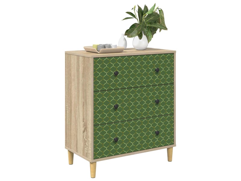  Commode chambre, meuble de rangement geleen impression géométrique émeraude sonoma  - Conforama C