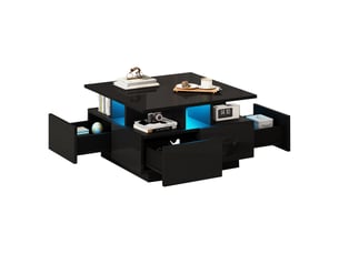 Table basse carré(e) coloris noir <strong>MERAX</strong> <strong>table basse noir</strong> - 70 cmx70 cm