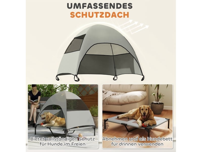  Bain de soleil chats et chiens de compagnie 91 x 76 x 90 cm – gris clair – auvent amovible et rangement  - Conforama E