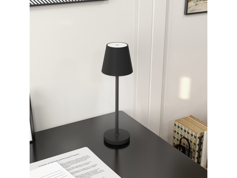  Lampe de chevet led sans fil, lampe de table rechargeable usb-c, 3 couleurs, ø 11,2 x 36,5 cm, noire  - Conforama B