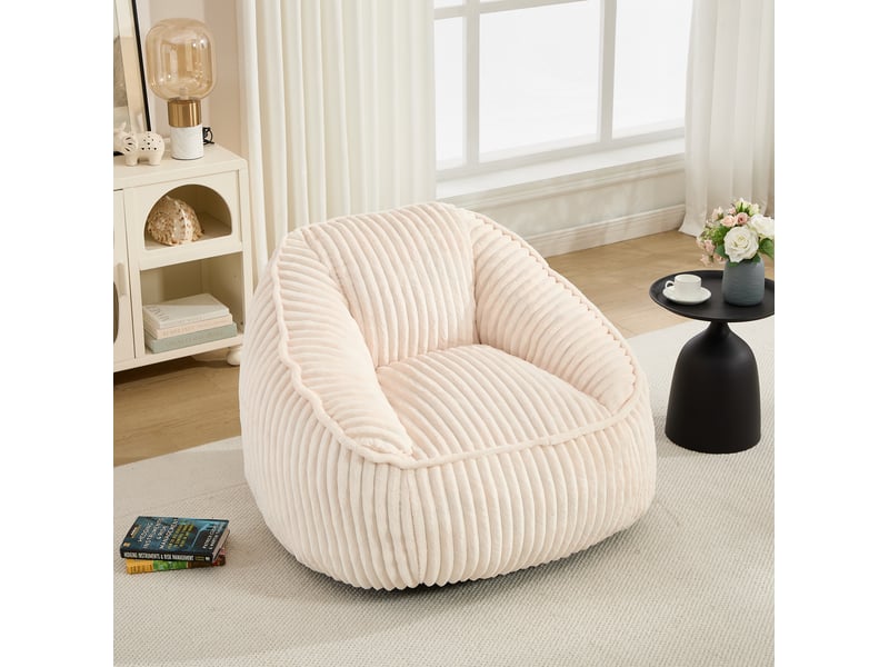  Fauteuil poire modenvie en chenille beige à mousse à mémoire de forme 98 x 92 x 73 cm  - Conforama B