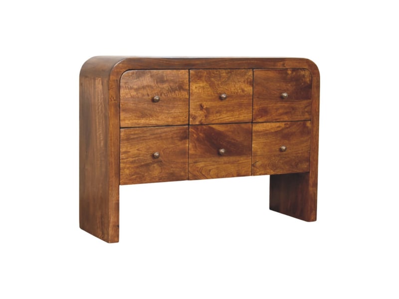  Artisan furniture commode darcy en bois massif, finition châtaignier, 6 tiroirs  - Conforama C