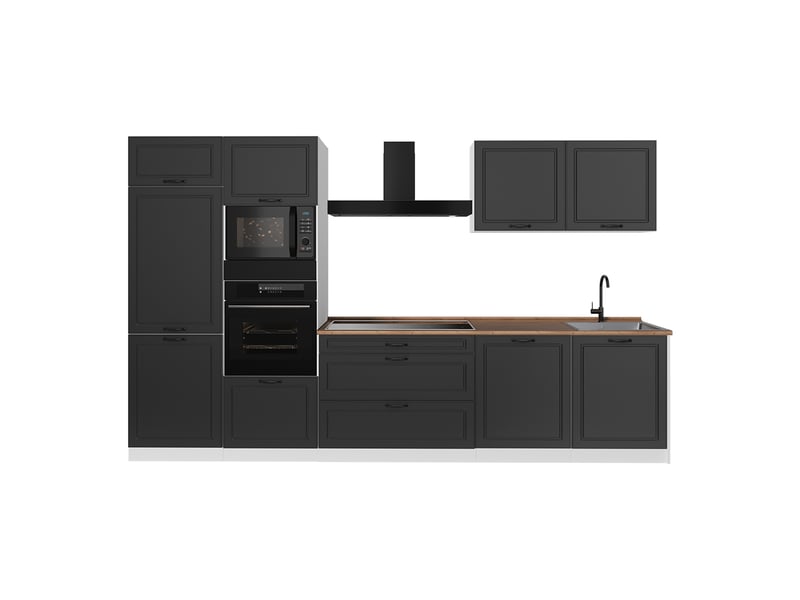 Vicco cuisine, anthracite campagneblanc, 340cm plan de travail chêne doré - Conforama A