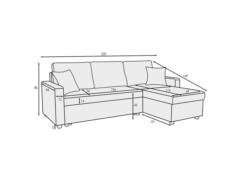 Canapé d'angle convertible cuero noir - Conforama W