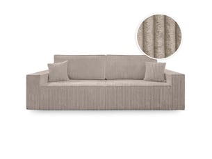 Canapé droit convertible LOUNGITUDE FARAH 3 places Velours taupe avec coffre de rangement