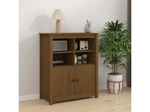 Buffet - bahut - meuble de rangement marron miel 83x41,5x100 cm bois massif de pin