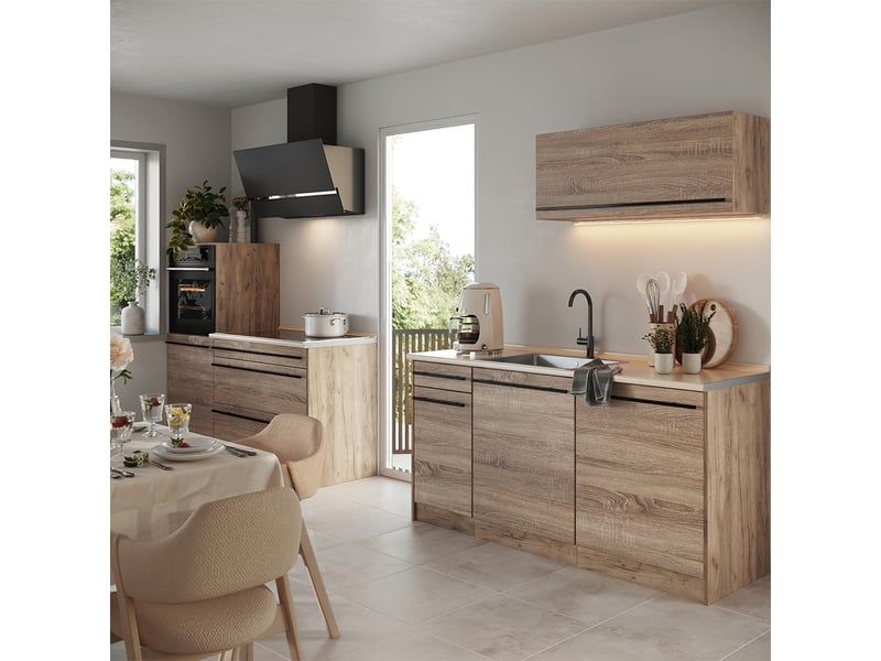  Vicco cuisine, sonomachêne doré, 160cm plan de travail marbre  - Conforama C