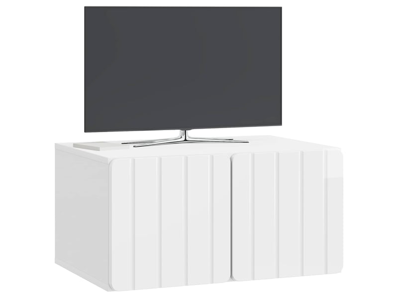  Meuble tv - banc tv - meuble de rangement mural 59,5 x 41 x 30 cm blanc brillant  - Conforama C