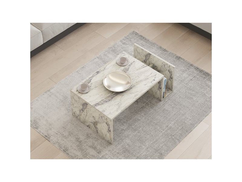  Table basse mdf effet marbre freesia - l86,8 x h32,4 x p50 cm - design moderne  - Conforama D