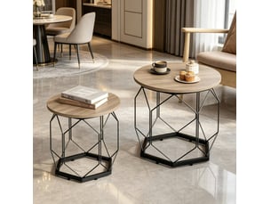 Table basse rond(e) coloris bicolore <strong>BEAUNIV</strong> <strong></strong> - 50 cmx40 cm