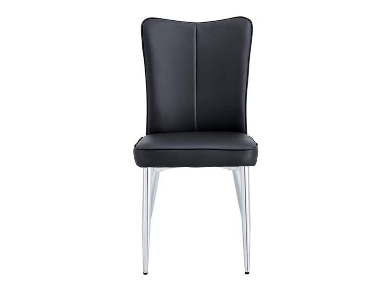  Lot de 2 chaises de salle à manger en similicuir pu noir, pieds en métal argenté W3658P368313 - Conforama A