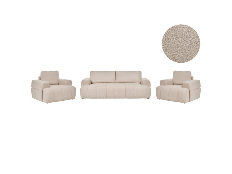  Ensemble de salon 5 places narilla bouclé beige  - Conforama A