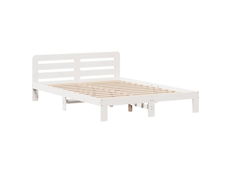 Lit double- lit adulte - cadre de lit sans matelas blanc 150x200 cm bois de pin massif - Conforama B