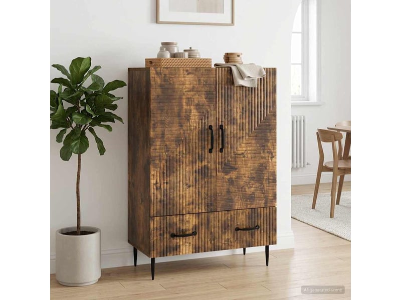  Buffet - bahut - meuble de rangement chêne fumé 66 x 34,5 x 95 cm bois d'ingénierie  - Conforama C