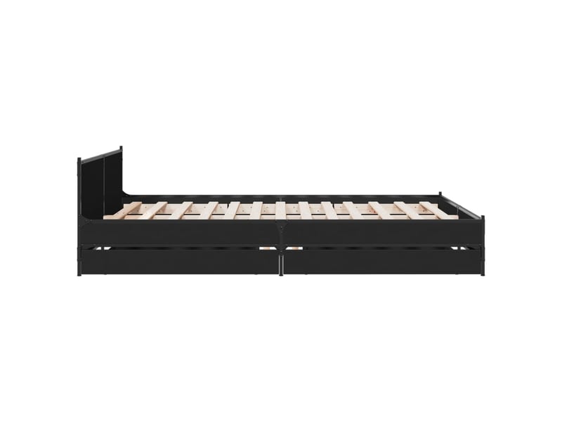 Lit double- lit adulte -  cadre de lit avec tiroirs sans matelas noir 135x190 cm  - Conforama D