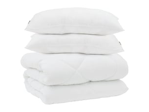 Couette avec oreillers 3 pcs - duvet blanc microfibre et plumes d'oie