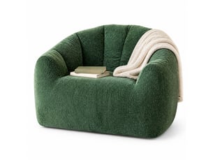 Fauteuil poire rond vert en tissu flanelle, soutien enveloppant pour vos moments de détente à la maison