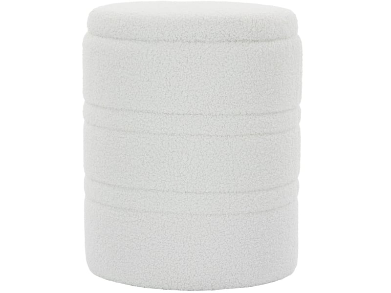 Pouf de rangement rond avec couvercle réversible 40 cm blanc evryae - Conforama A