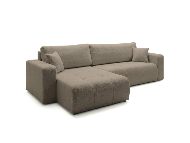  Canapé d'angle bardot max réversible convertible 5 places en tissu bouclette - taupe BARDOT - Conforama E