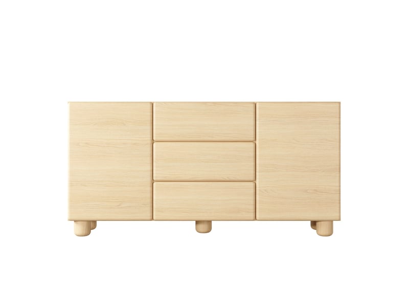  Calanque - buffet 3 tiroirs 160 cm mélaminé chêne clair  - Conforama A