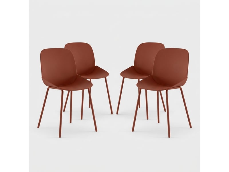 Lot de 4 chaises de salle à manger modernes en polypropylène et métal cassandra - rouiller - Conforama A