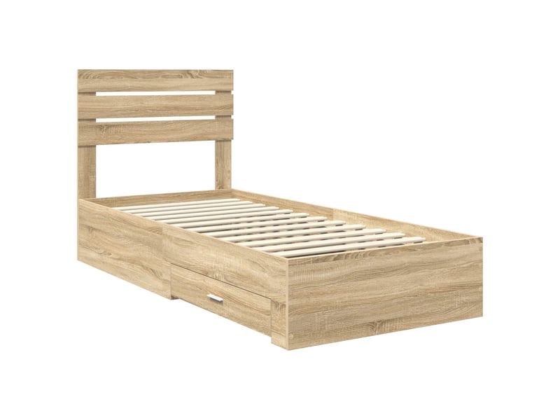  Lit simple- lit adulte -  cadre de lit chêne sonoma 100 x 200 cm bois d'ingénierie  - Conforama C
