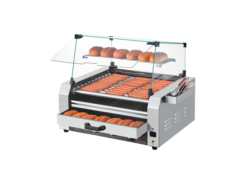  Vevor machine à hot-dogs à 11 rouleaux 30 hot-dogs avec chauffe-petits pains  - Conforama A