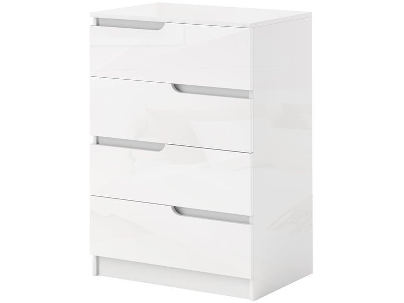  Commode moderne, armoire, 4 tiroirs, bois, dispositif anti-basculement, patins de protection, blanche  - Conforama B