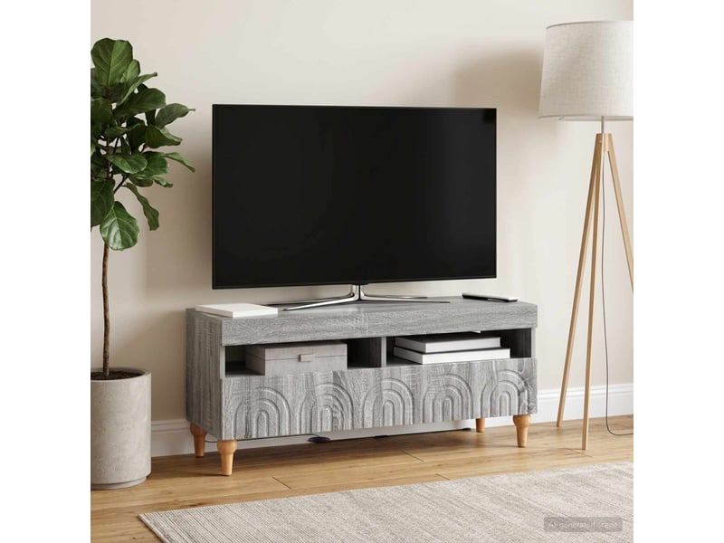  Meuble tv - banc tv - meuble de rangement led sonoma gris bois d'ingénierie  - Conforama D