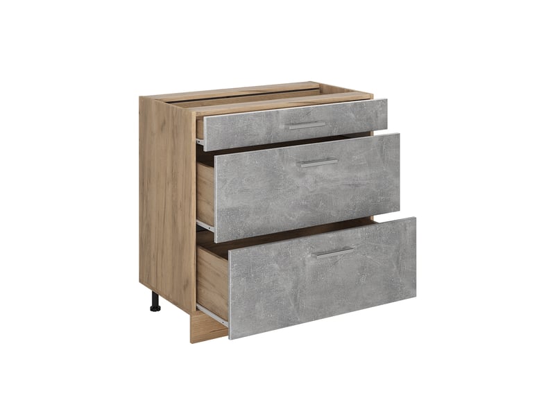  Vicco meuble cuisine, bétonchêne doré, 80cm avec 3 tiroirs plan de travail anthracite  - Conforama C