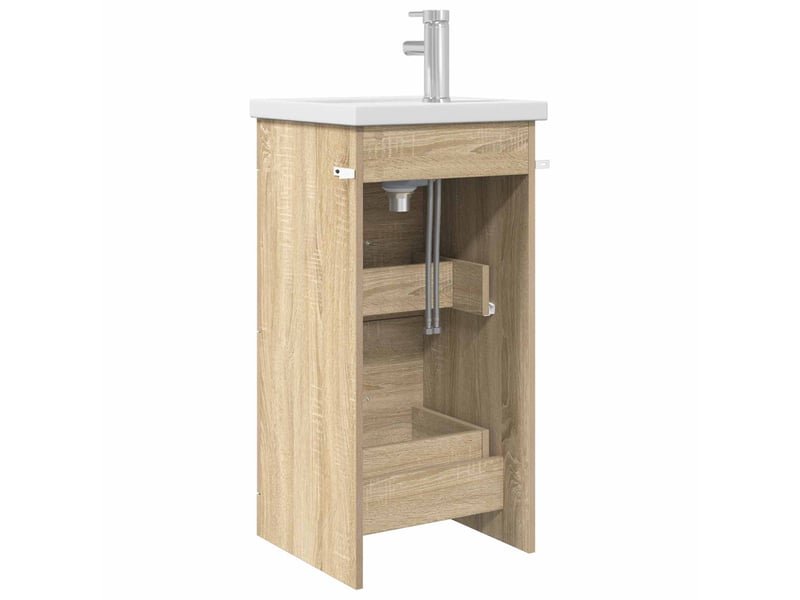 Meuble salle de bain avec évier, meuble de rangement chêne sonoma shl7970 - Conforama E