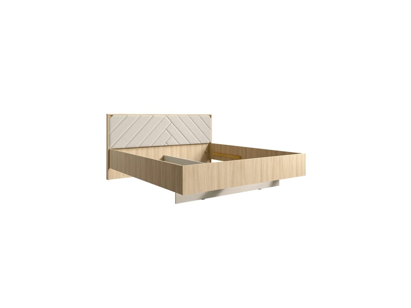 Lit kaori 180x200 cm chêne clair et sable avec sommier  - Conforama A