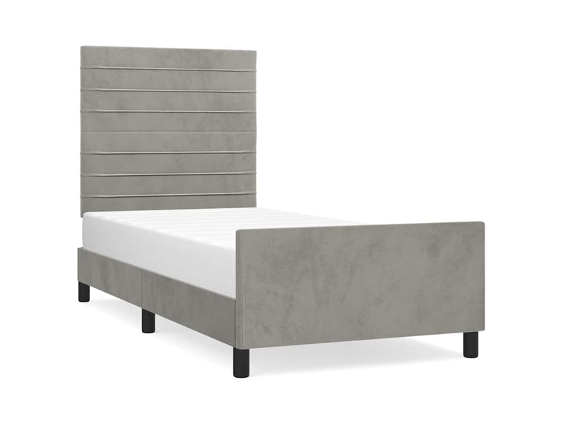  Lit simple- lit adulte -  cadre de lit sans matelas gris clair 100x200 cm velours  - Conforama A