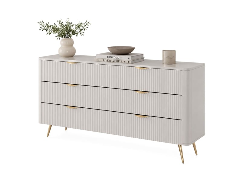  Buffet hali, commode 6 tiroirs, 163x38x81h cm beige Hali - Conforama A