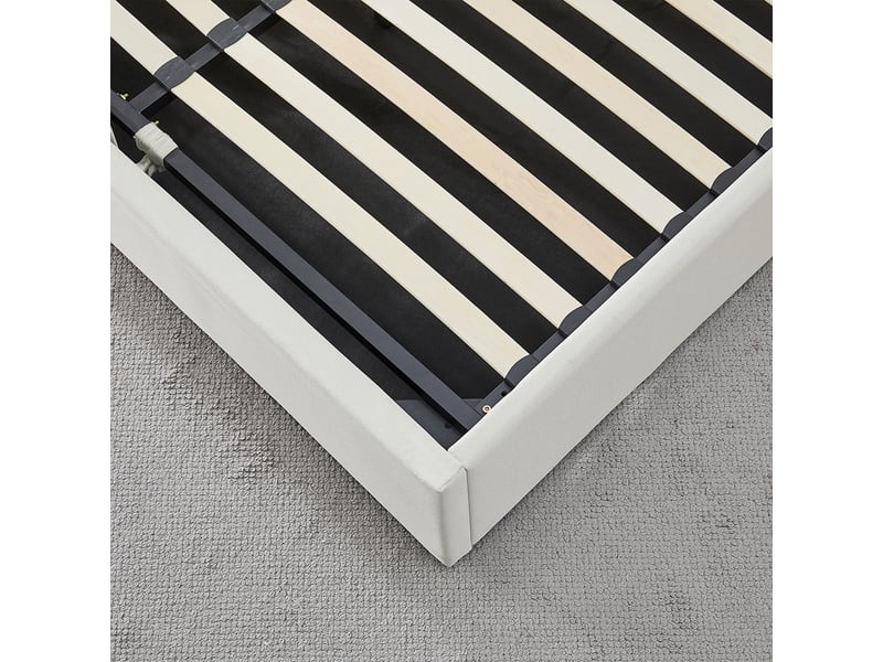 Bellecour literie ; lit coffre tissu beige atlas 140x190 cm Fabrication Hors UE - Conforama E