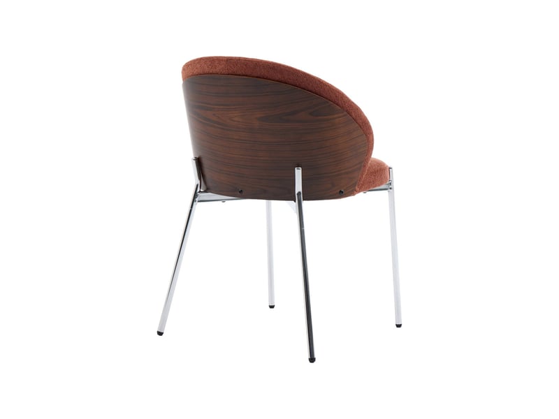  Lot de 2 chaises bois de peuplier teinté noyer. Acier chromé et tissu texturé terracotta - paul  - Conforama C