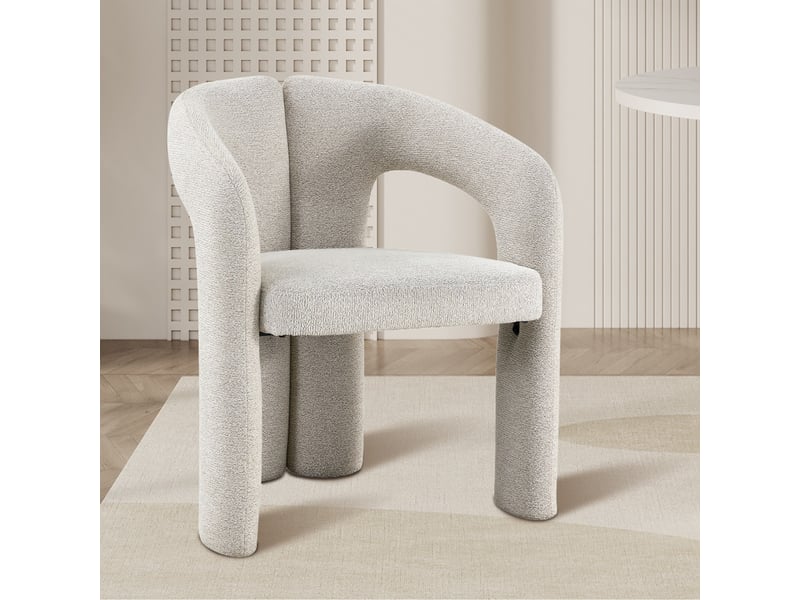 Beja - fauteuil en tissu bouclette écru BEJA-ECRU - Conforama B