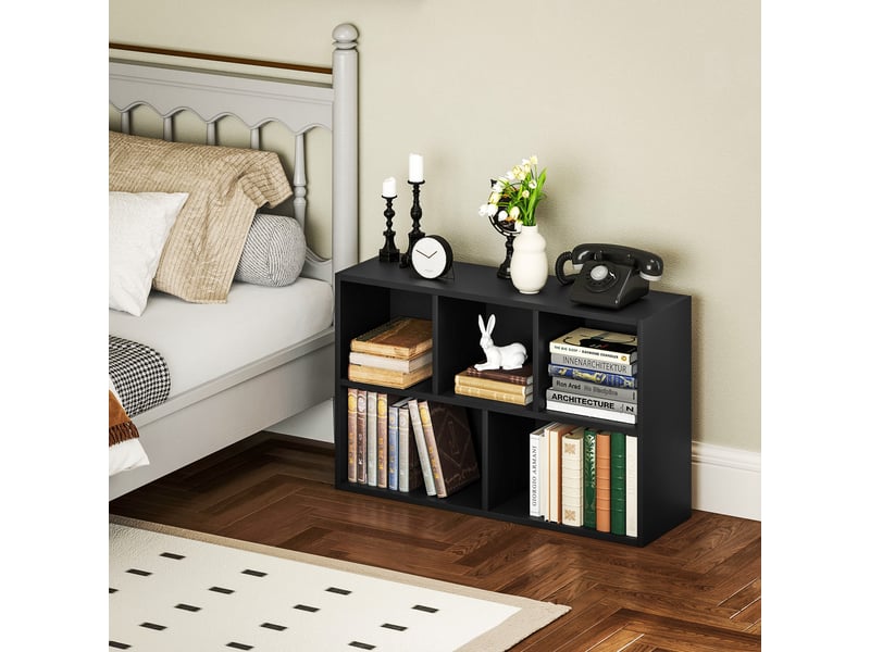  Bibliothèque étagère de rangement avec 5 compartiments, pour salon chambre à coucher bureau, 50x24x80cm, noir  - Conforama D