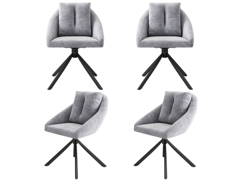  Chaises velours gris pivotantes – confortables et ergonomiques – salle à manger – lot de 4 – design moderne  - Conforama A