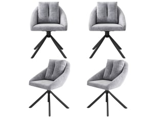 Chaises velours gris pivotantes – confortables et ergonomiques – salle à manger – lot de 4 – design moderne