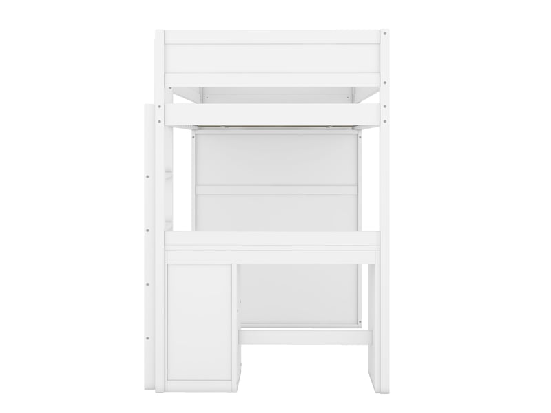 Lit mezzanine 90x200 cm avec armoire et tiroirs intégrés, bureau - lit enfant multifonction blanc - Conforama C