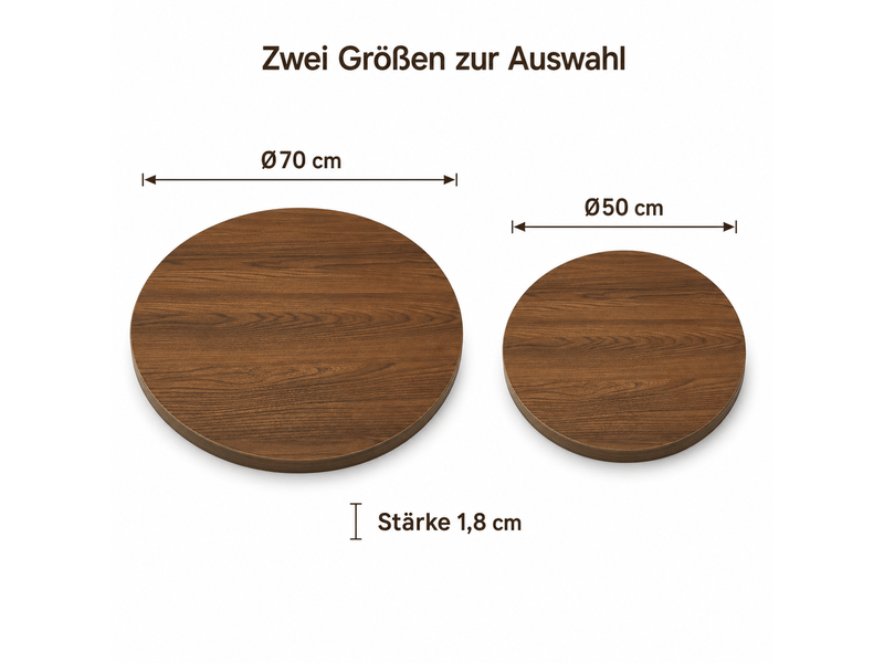  Table lot de 2 pièces formes rondes effet bois noyer plateaux seuls  - Conforama B