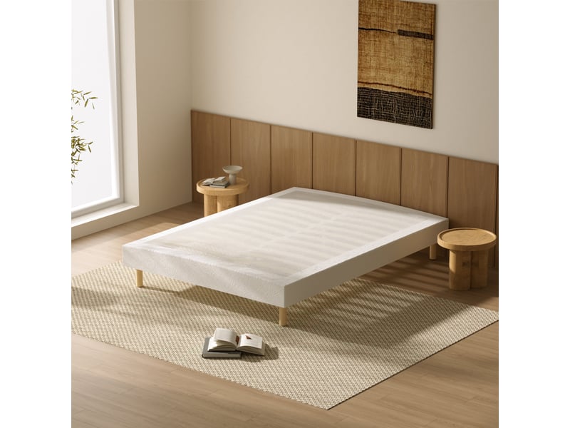  Ensemble matelas en mousse+ lit sommier tapissier déco 160x200cm, epaisseur du matelas 16cm  - Conforama D