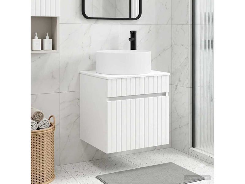  Meuble de lavabo mural, rangement salle de bain blanc 49x44.5x65.5 cm  - Conforama B