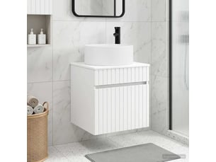 Meuble de lavabo mural, rangement salle de bain blanc 49x44.5x65.5 cm