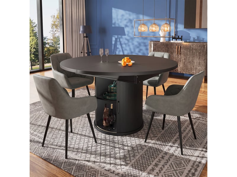 Ensemble table et 6 chaises de salle à manger – table extensible rondeovale 118-158 cm – chaises rembourrées au design moderne avec dossier ergonomique  - Conforama D