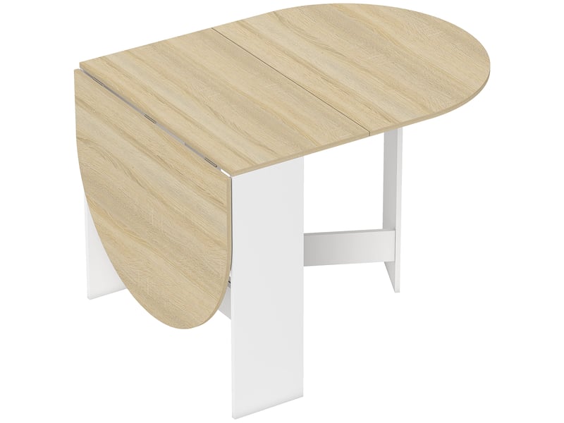  Table à manger pliante, table pliante cuisine ovale jusqu'à 6 personnes, pour petits espaces, salle à manger, bois naturel  - Conforama B